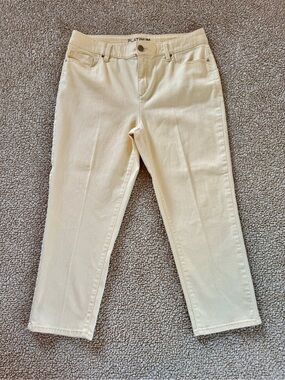 Chico’s Platinum Yellow Crop Jeans Women’s Stretch Straight Leg